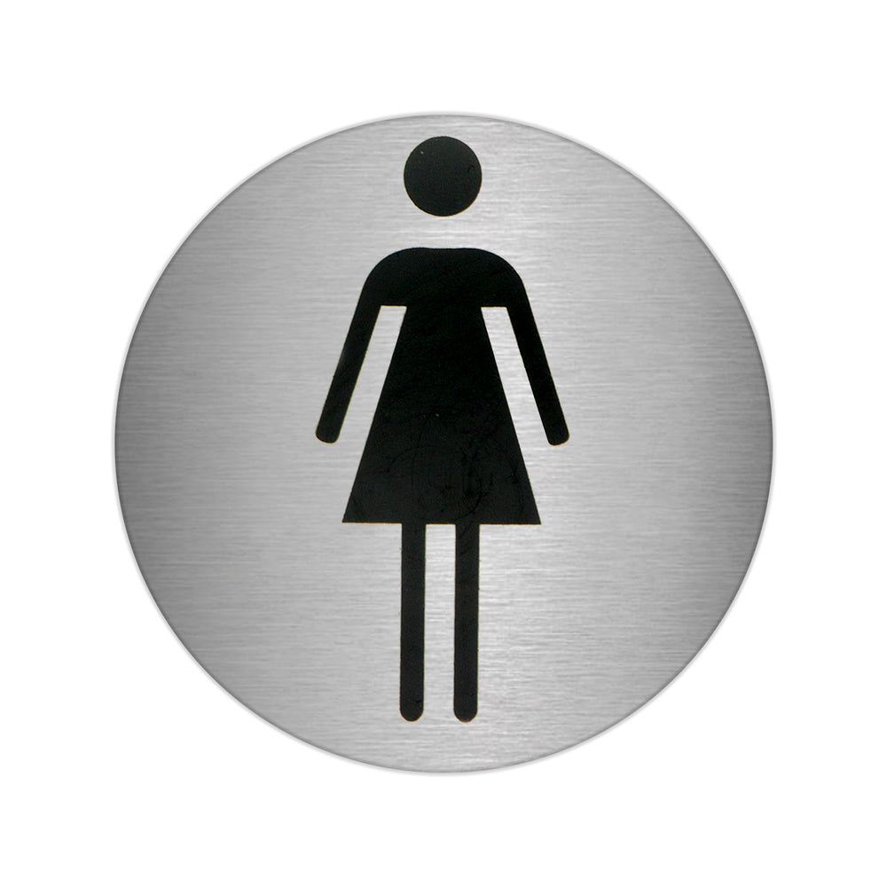 Self-adhesive bathroom sign "woman" stainless steel ø 7 cm