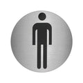 Placa adesiva para casa de banho "homem" em aço inoxidável ø 7 cm