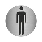 Placa adesiva para casa de banho "homem" em aço inoxidável ø 7 cm