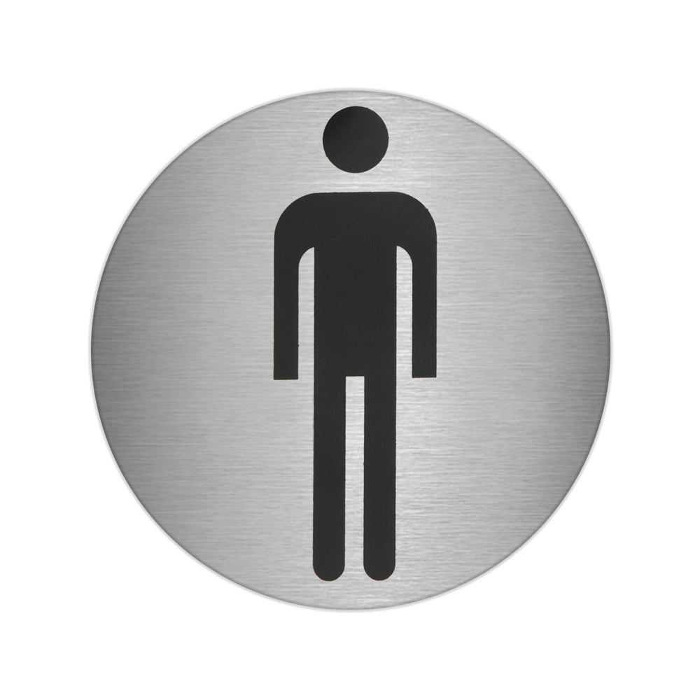 Self-adhesive bathroom sign "man" stainless steel ø 7 cm
