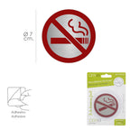 Placa adesiva "Proibido fumar", em aço inoxidável, ø 7 cm