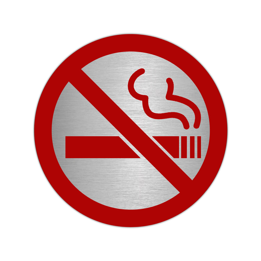 Self-adhesive "no smoking" sign, stainless steel, 7 cm diameter