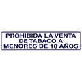 Etiqueta adesiva 250x63 mm proibida a venda de tabaco 18 anos