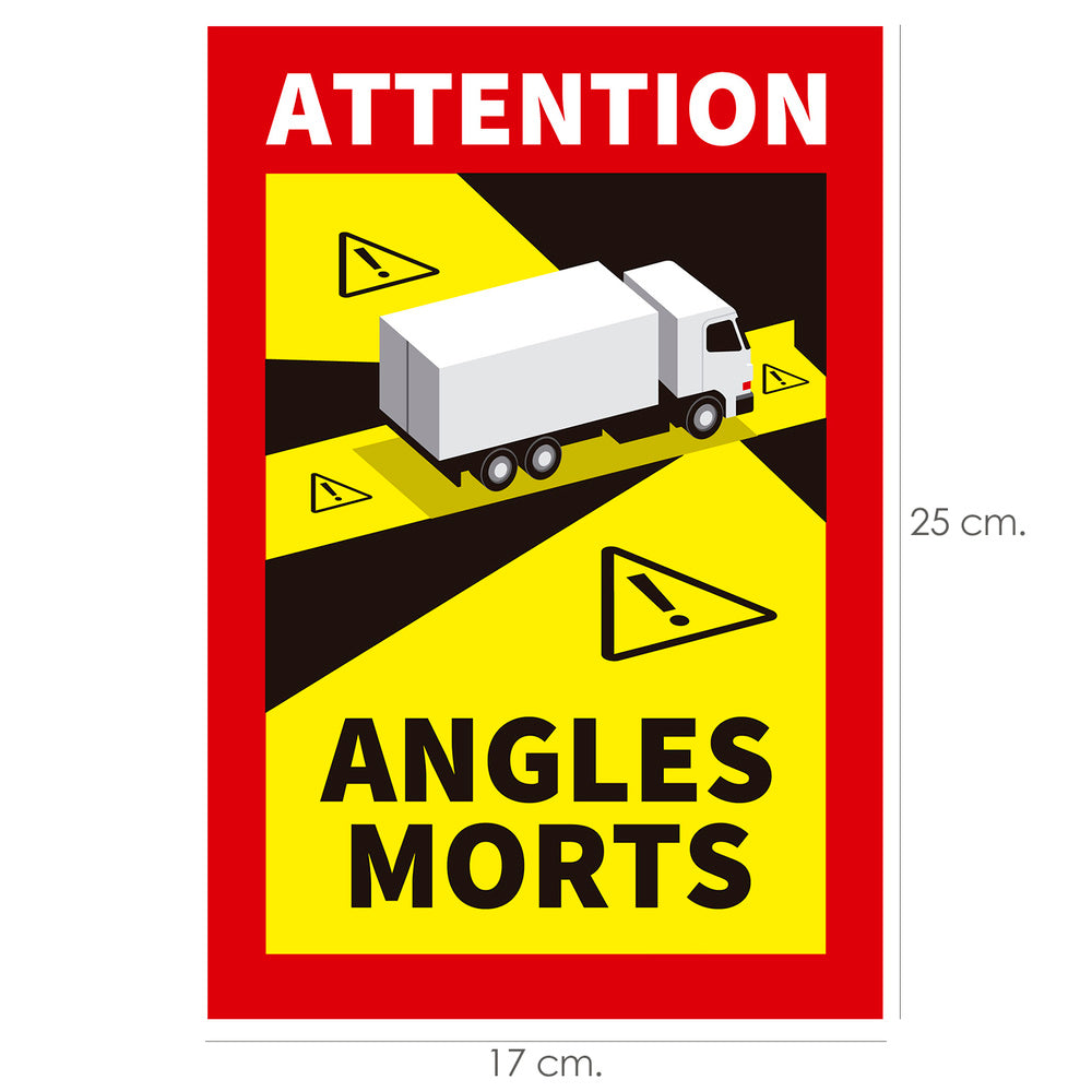 Rótulo / autocolante ângulo morto camião 25x17 cm autocolante ângulo morto França obrigatório