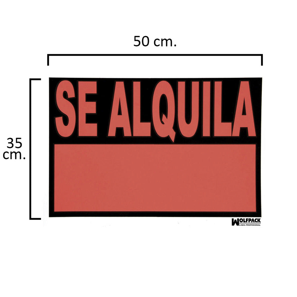 Cartel se alquila  50x35 cm