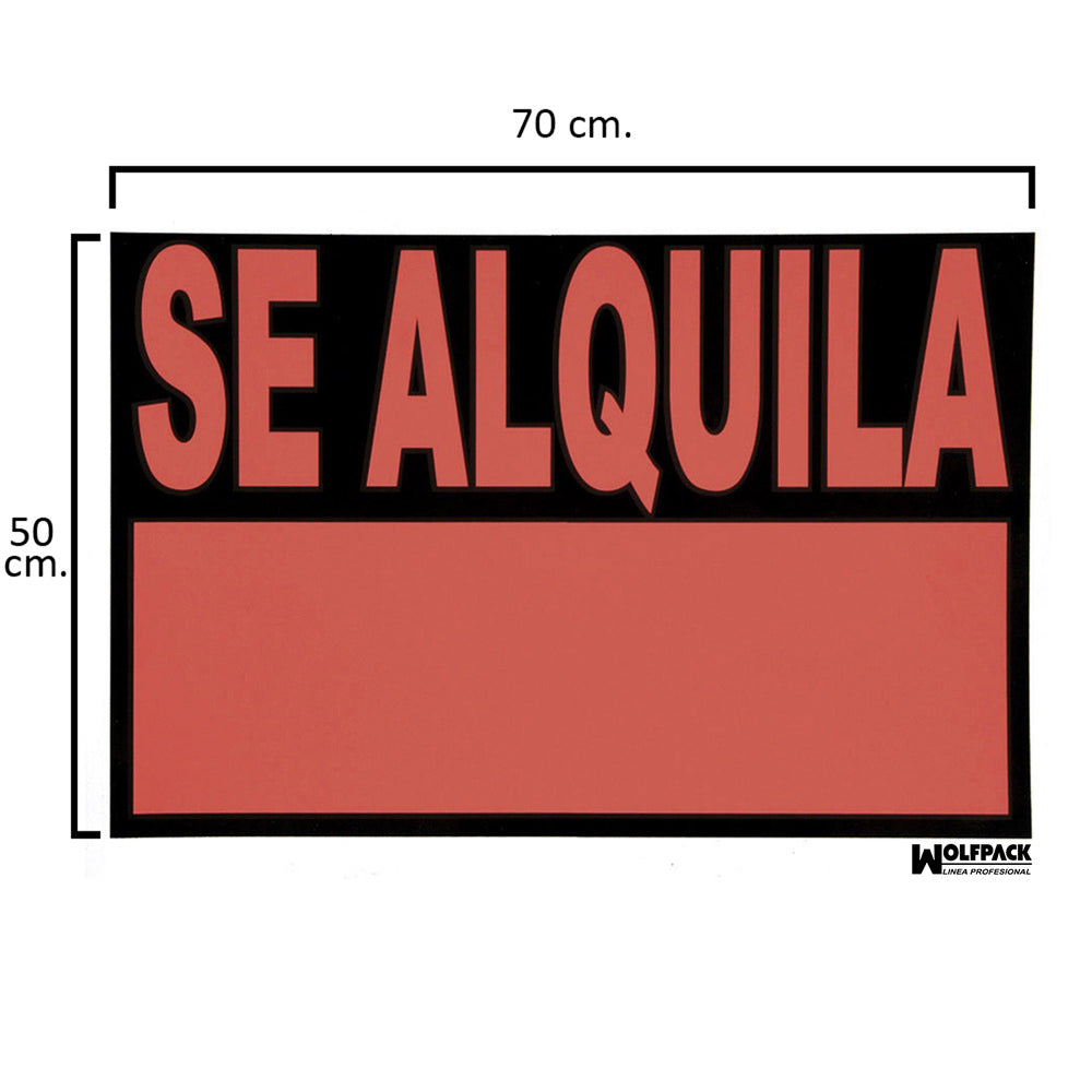 Cartel se alquila  70x50 cm