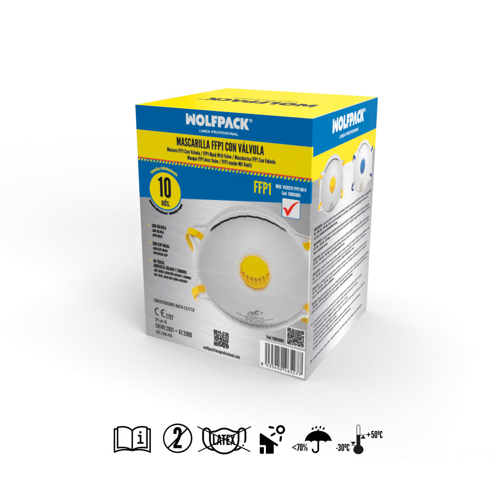 Rigid FFP1 valved mask (10 units) individually wrapped