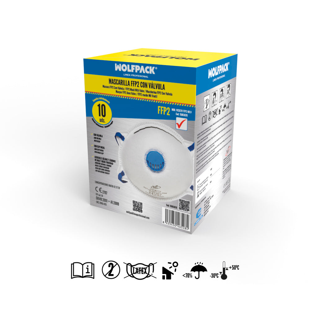 Rigid FFP2 valved mask (10 units) individually wrapped
