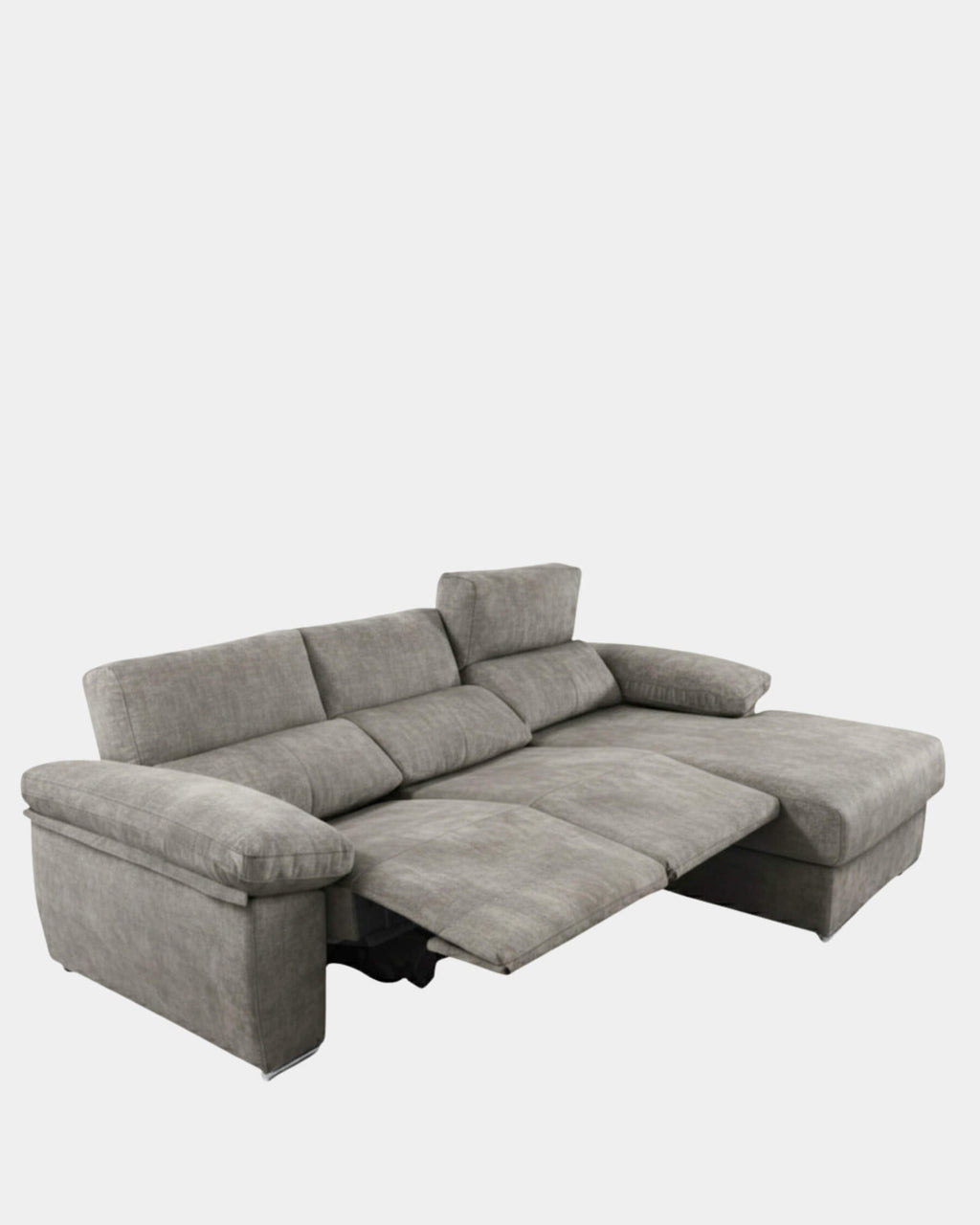 Sofá chaise longue cinzento com assentos reclináveis ​​motorizados