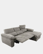 Sofá chaise longue cinzento com assentos reclináveis ​​motorizados