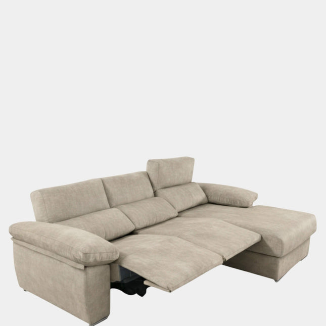Sofá chaiselongue crudo 3 plazas con asientos motorizados