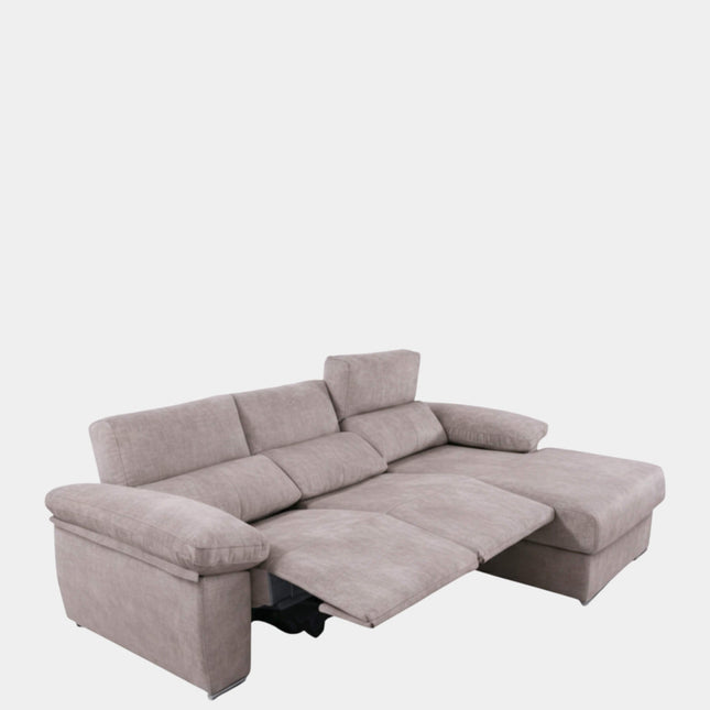 Sofá chaiselongue gris visón | microfibra aterciopelada