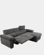 Sofá chaiselongue gris con 3 plazas y asientos relax