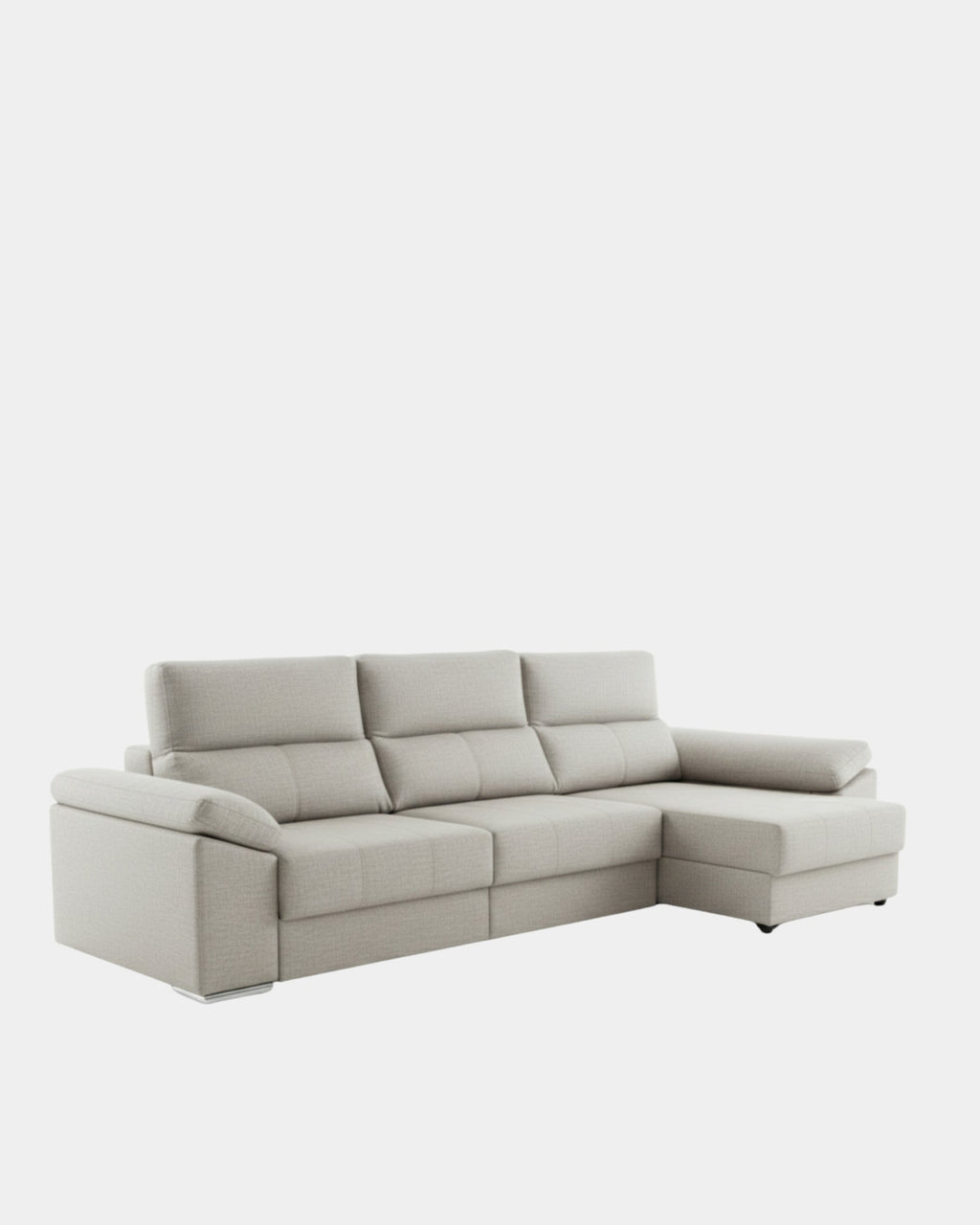 Sofá chaiselongue 3 plazas con tapizado textil | plata