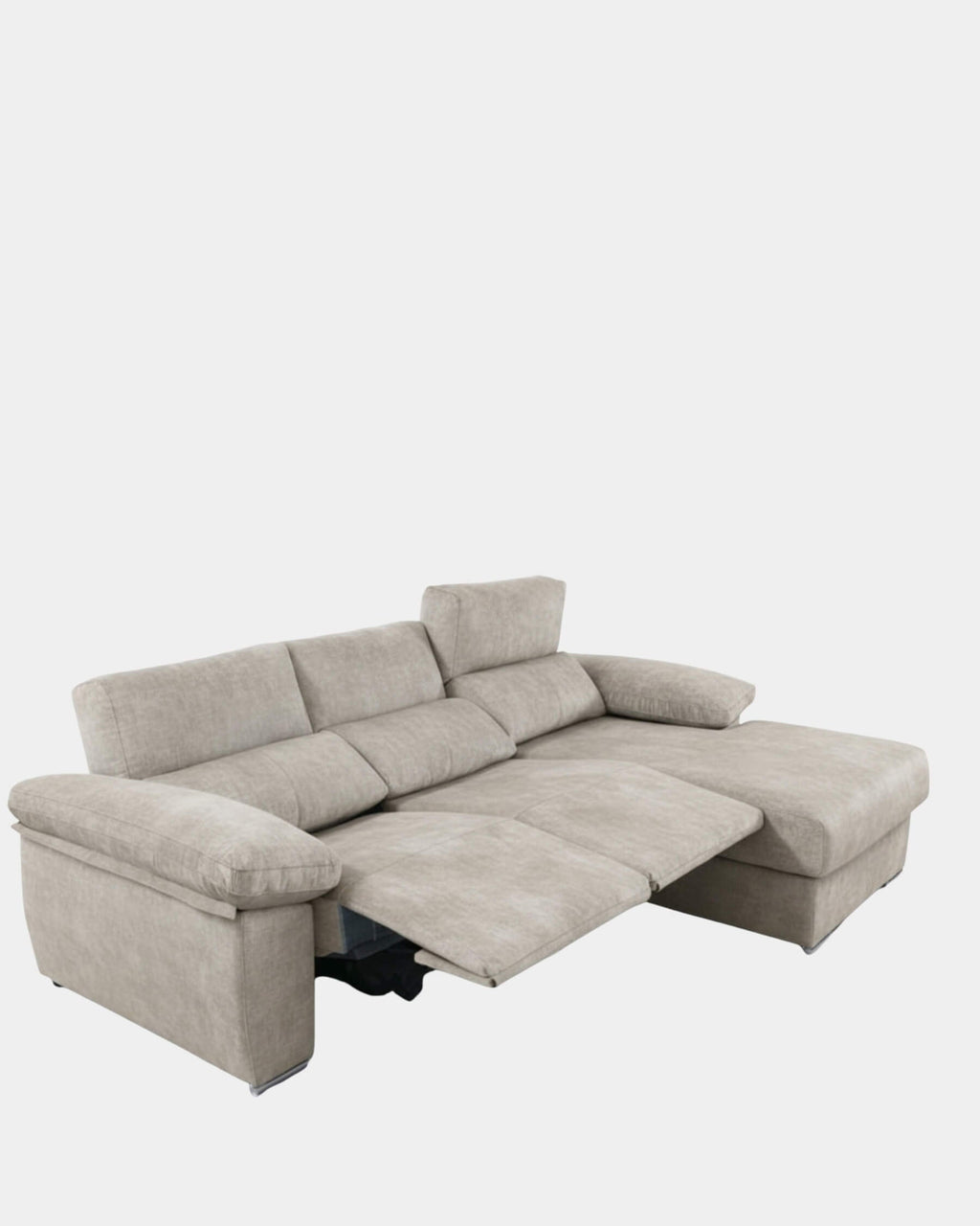 Sofá chaiselongue 3 plazas relax motorizados | plata