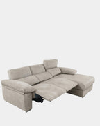 Sofá chaiselongue 3 plazas relax motorizados | plata