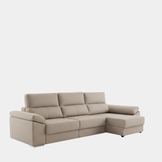 Sofá chaiselongue crudo con asientos deslizantes | Solaro