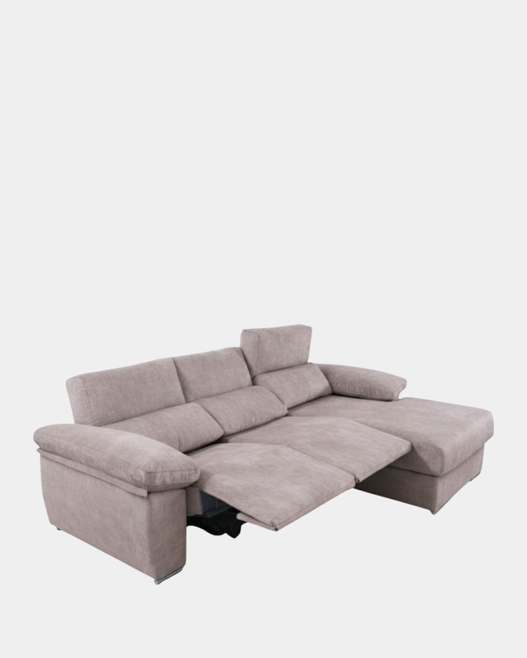 Sofá chaiselongue gris visón | microfibra aterciopelada