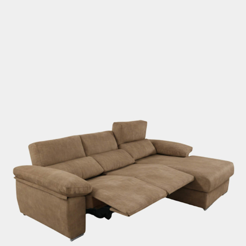 Sofá chaiselongue 3 plazas con asientos motorizados | arena