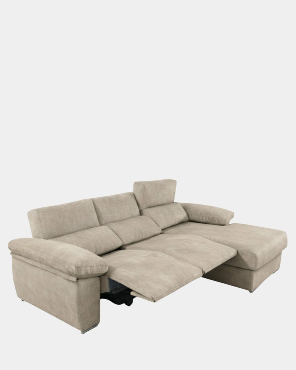 Sofá chaiselongue crudo 3 plazas con asientos motorizados