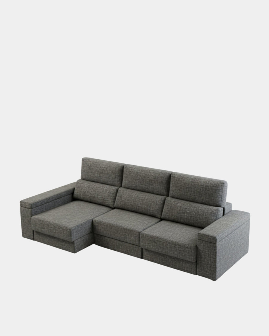 Sofá chaiselongue gris 3 plazas con asientos extensibles