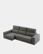 Sofá chaiselongue gris 3 plazas con asientos extensibles