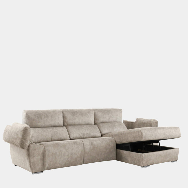 Sofá chaiselongue 3 plazas relax motorizados | plata