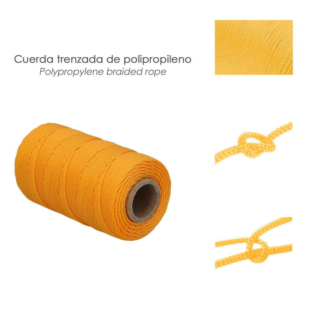 Cuerda trencilla polipropileno amarillo (bobina 100 metros)