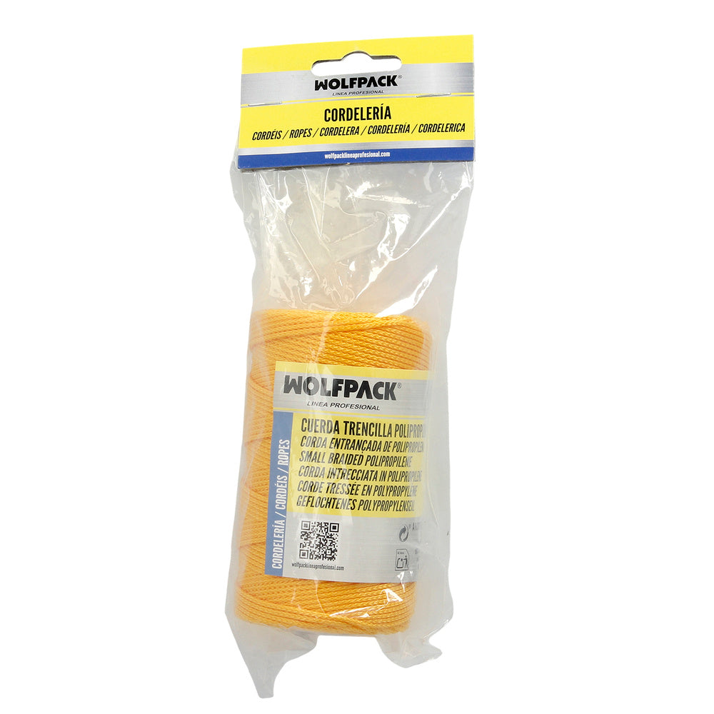 Polypropylene braided rope, yellow (100 meter reel)