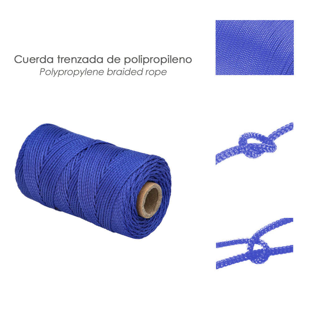 Blue polypropylene braided rope (100-meter spool)