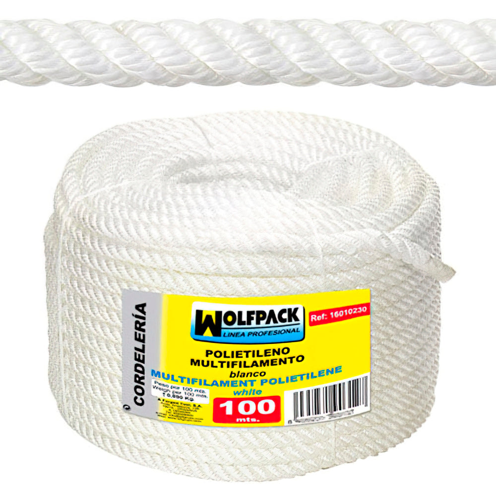 Cuerda polipropileno multifilamento (rollo 100 m.)  16 mm