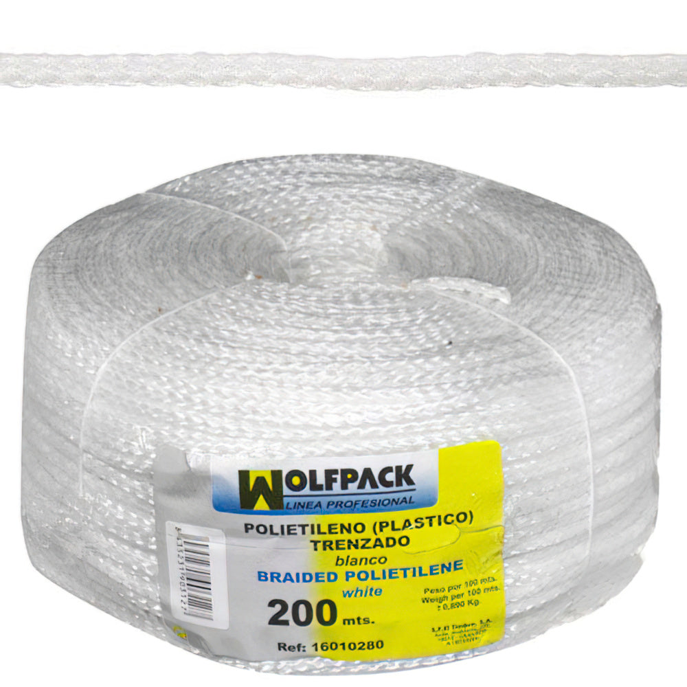 Cuerda trenzada plástico blanca (bobina 200 m.)