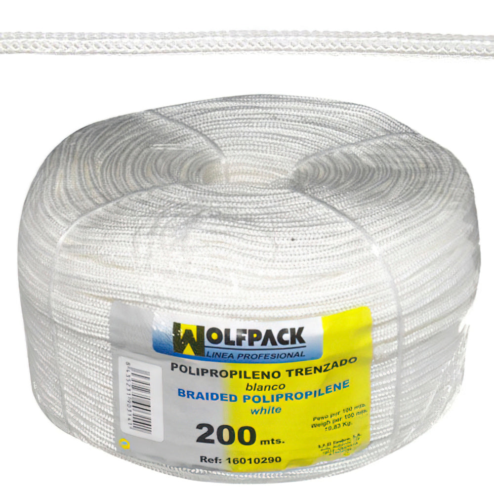 Braided polypropylene rope, white (200m spool)