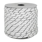White / blue braided polyester rope 4 mm spool 200 m.
