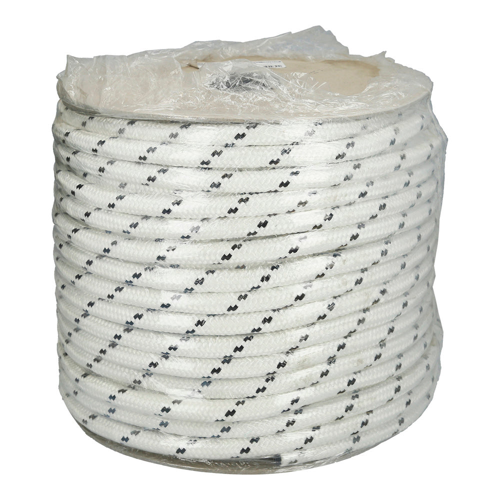 Cuerda poliéster trenzada blanca / azul 4 mm bobina 200 m.