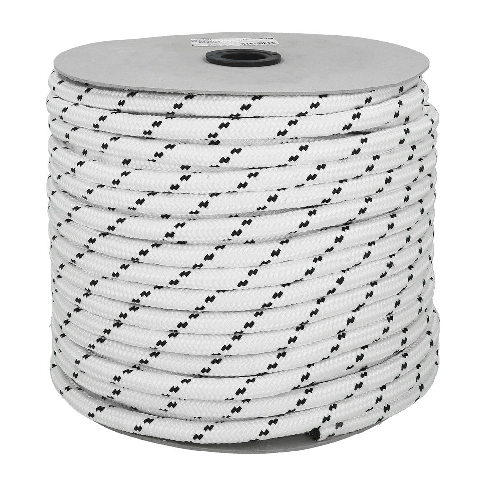 Cuerda poliéster trenzada blanco / azul 10 mm bobina 100 m.