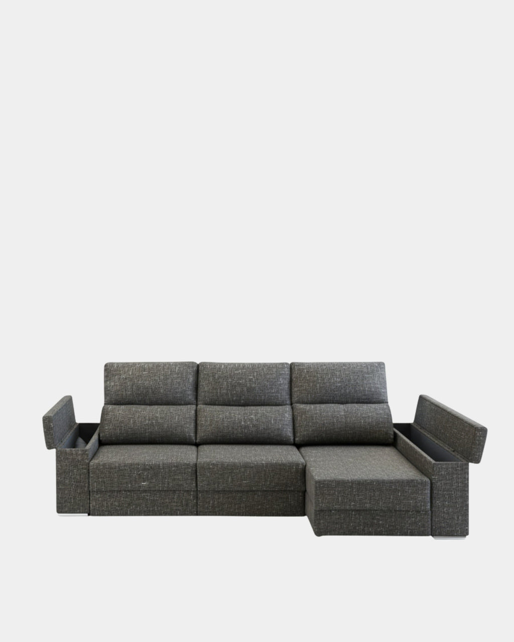 Sofá chaiselongue gris 3 plazas con asientos extensibles