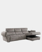 Sofá chaise longue cinzento com assentos reclináveis ​​motorizados