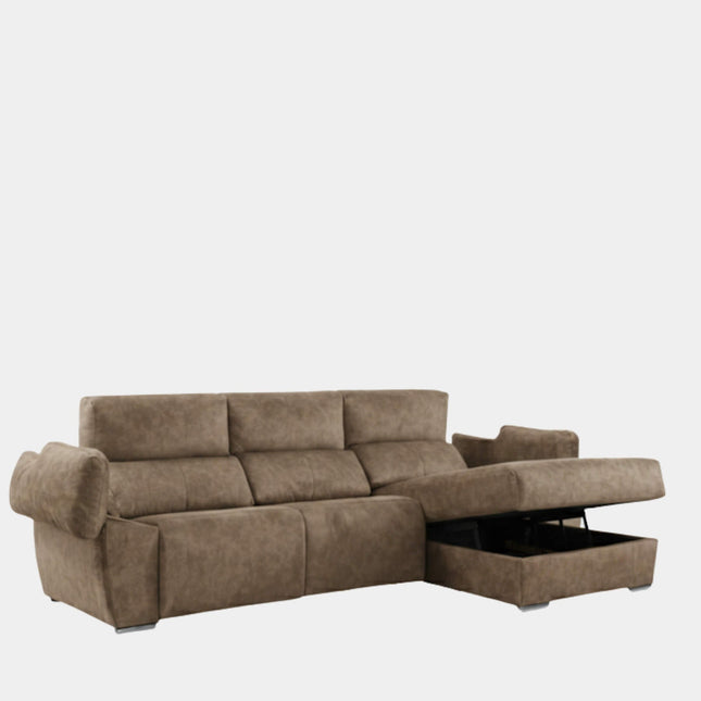Sofá chaiselongue 3 plazas con asientos motorizados | arena