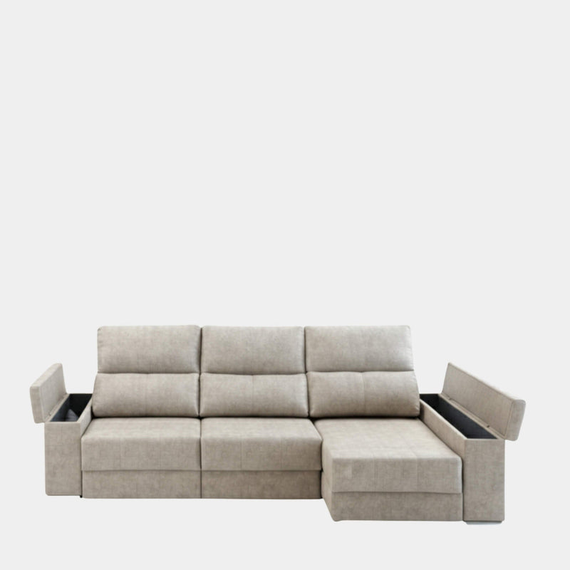 Sofá chaiselongue 3 plazas con apertura de arrastre | crudo