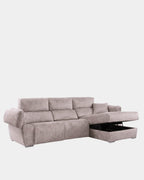 Sofá chaiselongue gris visón | microfibra aterciopelada