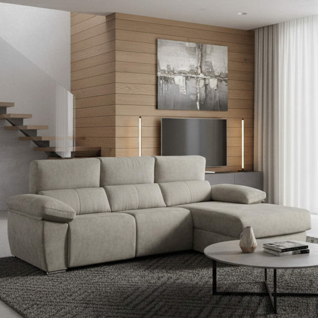 Sofá chaiselongue 3 plazas relax motorizados | plata