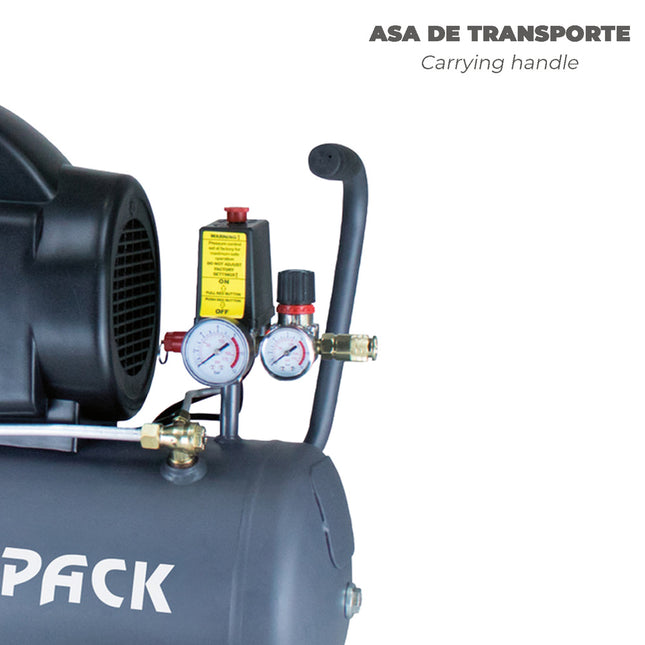 Compresor aire wolfpack 24 litros / 8 bares / 1,5 kw - 2,0 HP