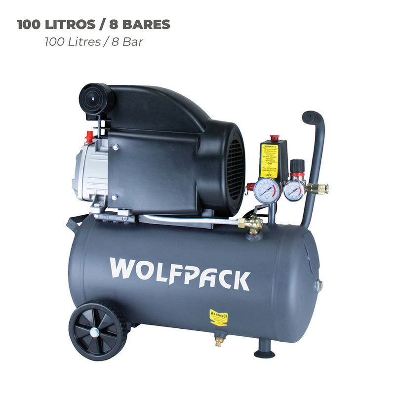 Compresor aire wolfpack 24 litros / 8 bares / 1,5 kw - 2,0 HP
