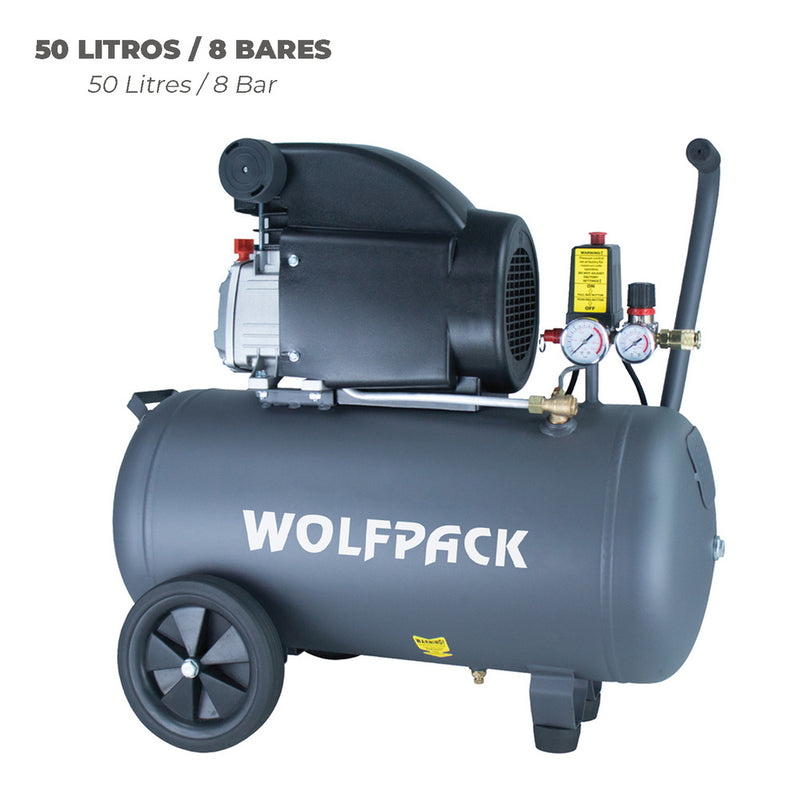 Compresor aire wolfpack 50 litros / 8 bares / 1,5 kw - 2,0 HP