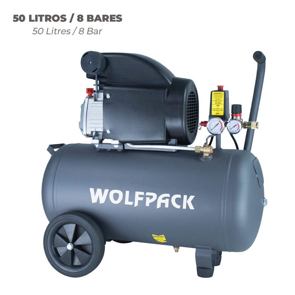 Compresor aire wolfpack 50 litros / 8 bares / 1,5 kw - 2,0 hp