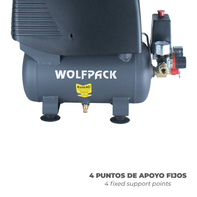 Compresor aire wolfpack 6 litros / 8 bares / 1,1 kw - 1,5 HP  sin aceite