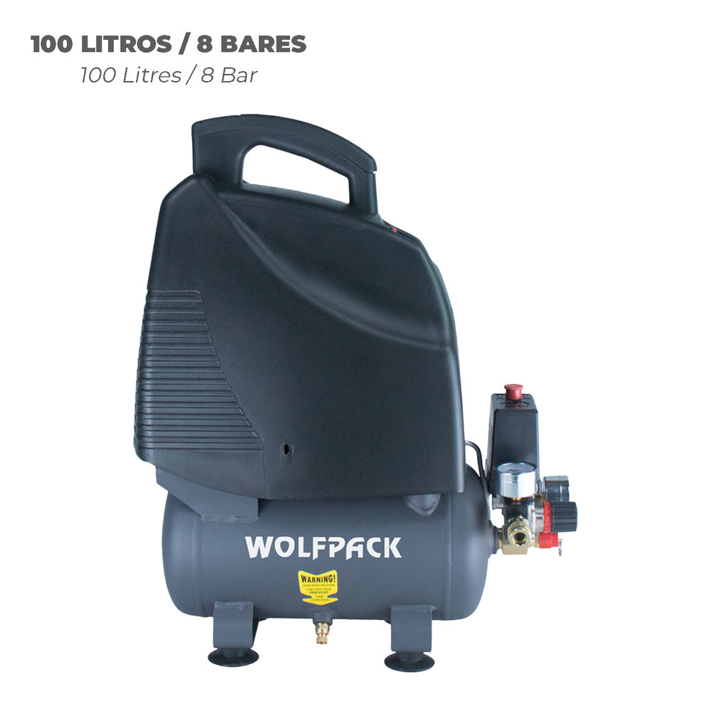 Compresor aire wolfpack 6 litros / 8 bares / 1,1 kw - 1,5 hp  sin aceite