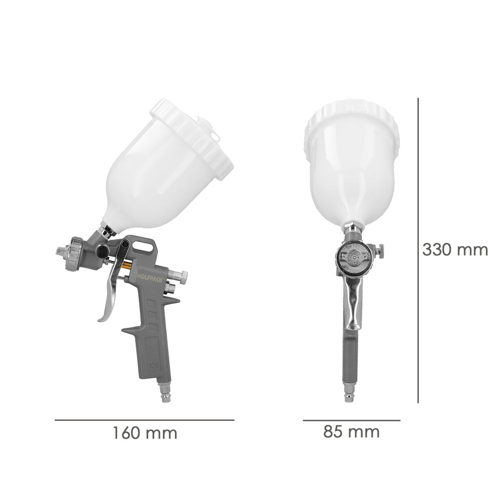 Pistola de pintura pneumática bico de 1,5 mm com depósito superior de 0,6 litros e adaptador rápido
