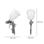 Pistola de pintura pneumática bico de 1,5 mm com depósito superior de 0,6 litros e adaptador rápido